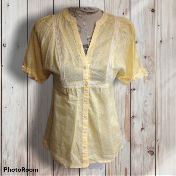 *loft V Neck Yellow Top S - Picture 1 of 4